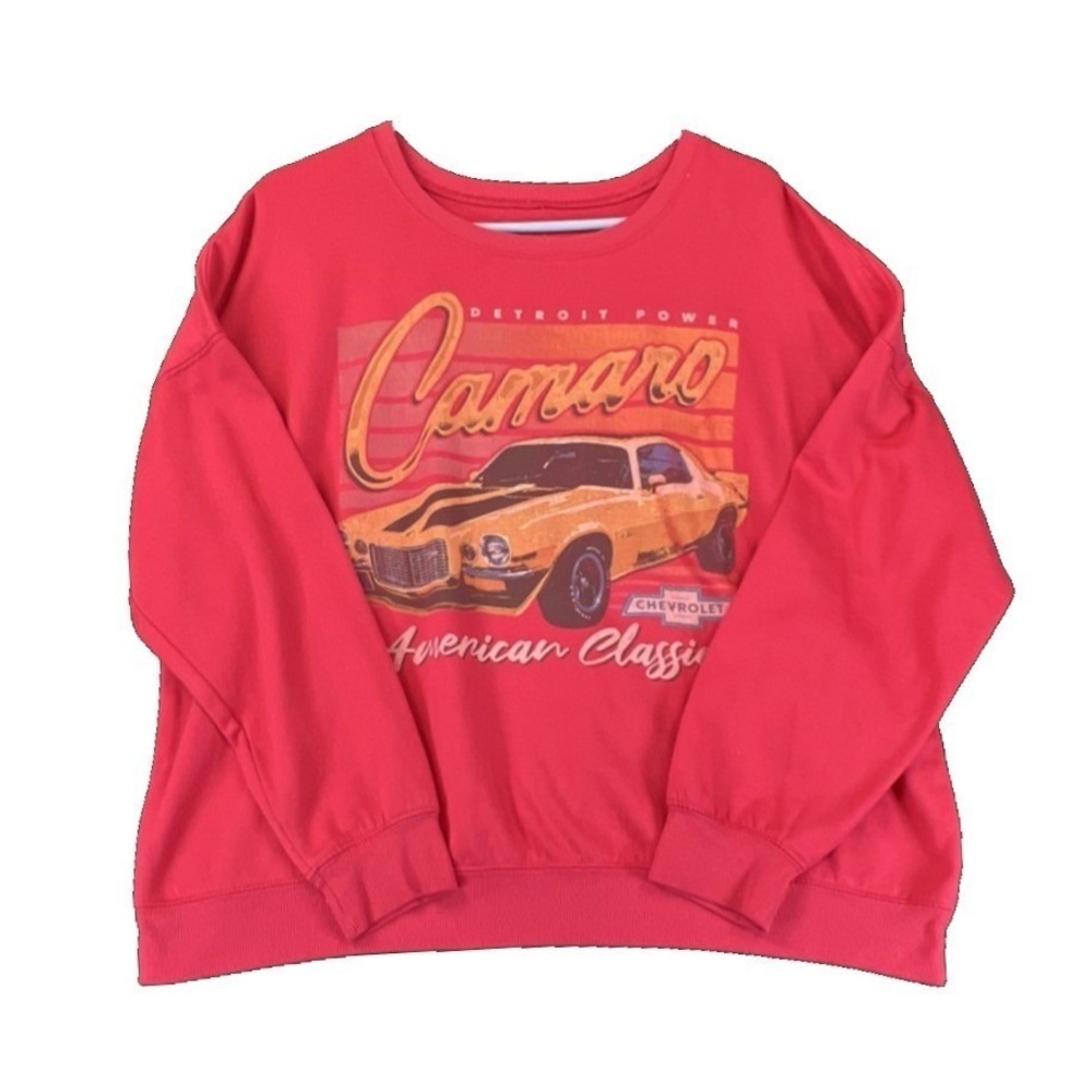 GM Camaro Graphic Sweatshirt Red Womens XXL Detroit Power American Classic Retro